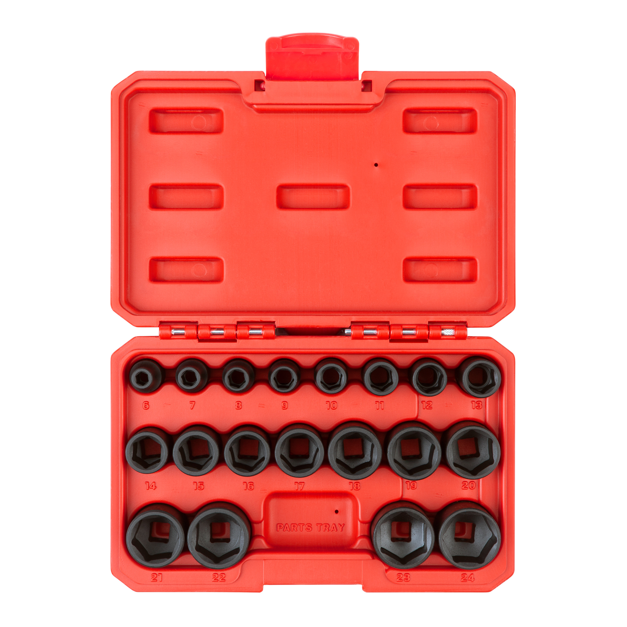 TEKTON 3/8 Inch Drive Shallow 6-Point Impact Socket Set with Case, 19-Piece (6 - 24 mm) | SID91302